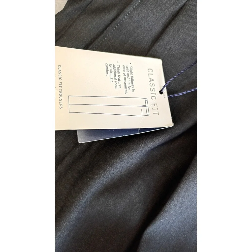 NWT Stafford Essentials Men's Classic Fit Pleated Cuffed Pants Charcoal 34